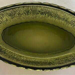 Vintage Federal Glass co FTD 1975 Avocado Oval Serving Dish.